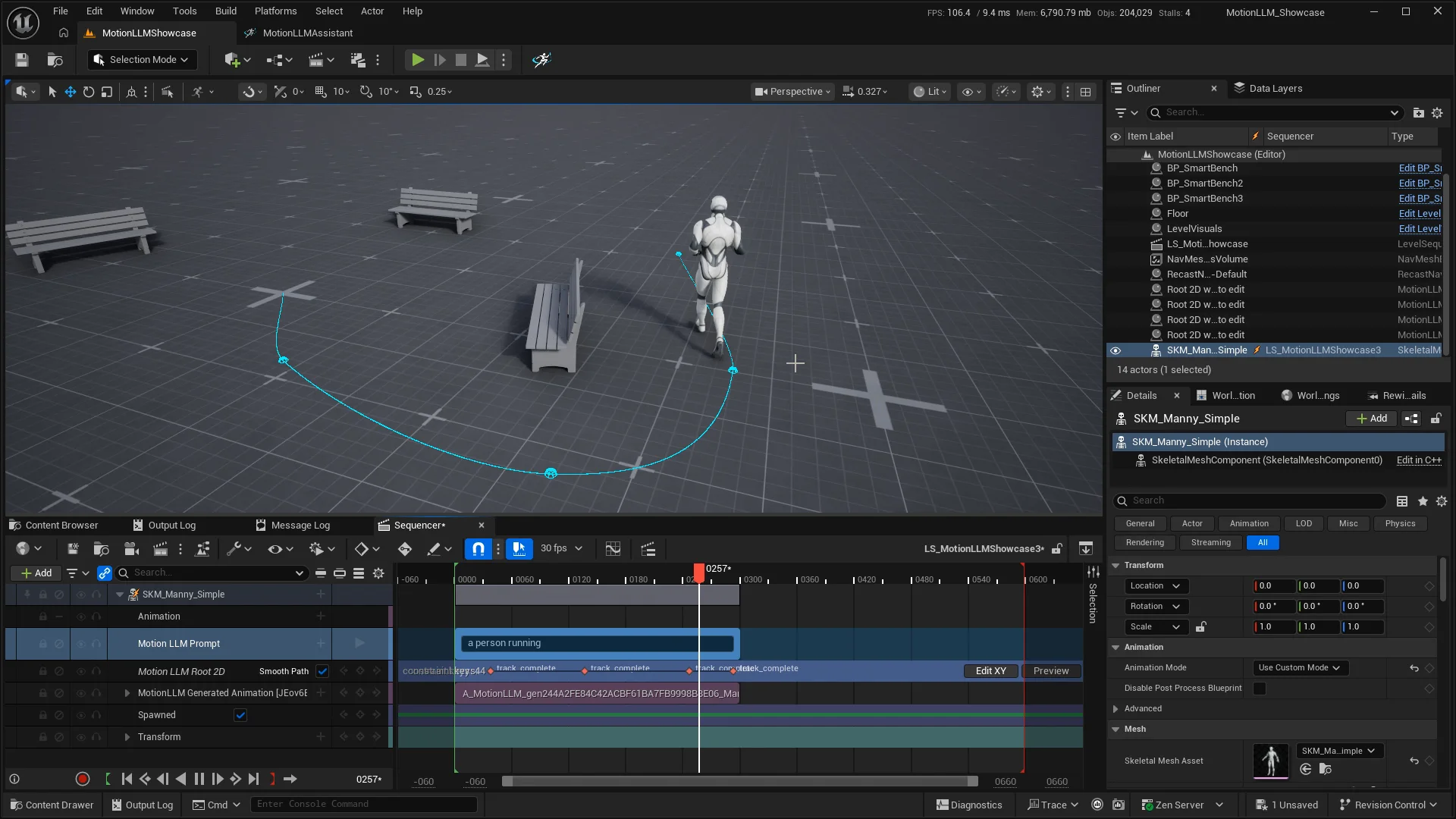 Character trajectory with editable path waypoints in Unreal Engine