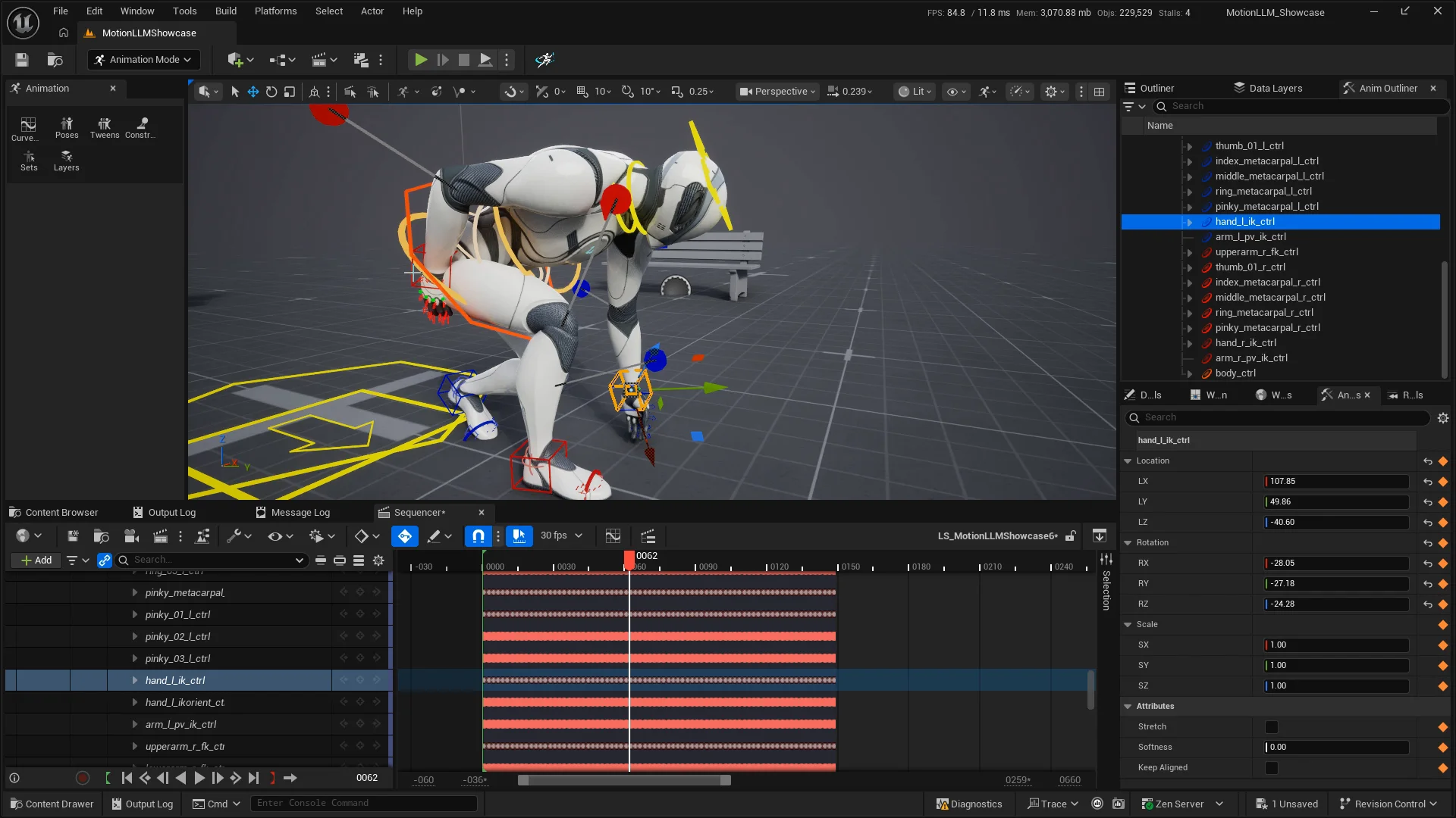 Full-body pose guides on a mannequin in the Unreal editor
